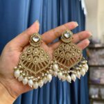 Navya White Kundan Earrings